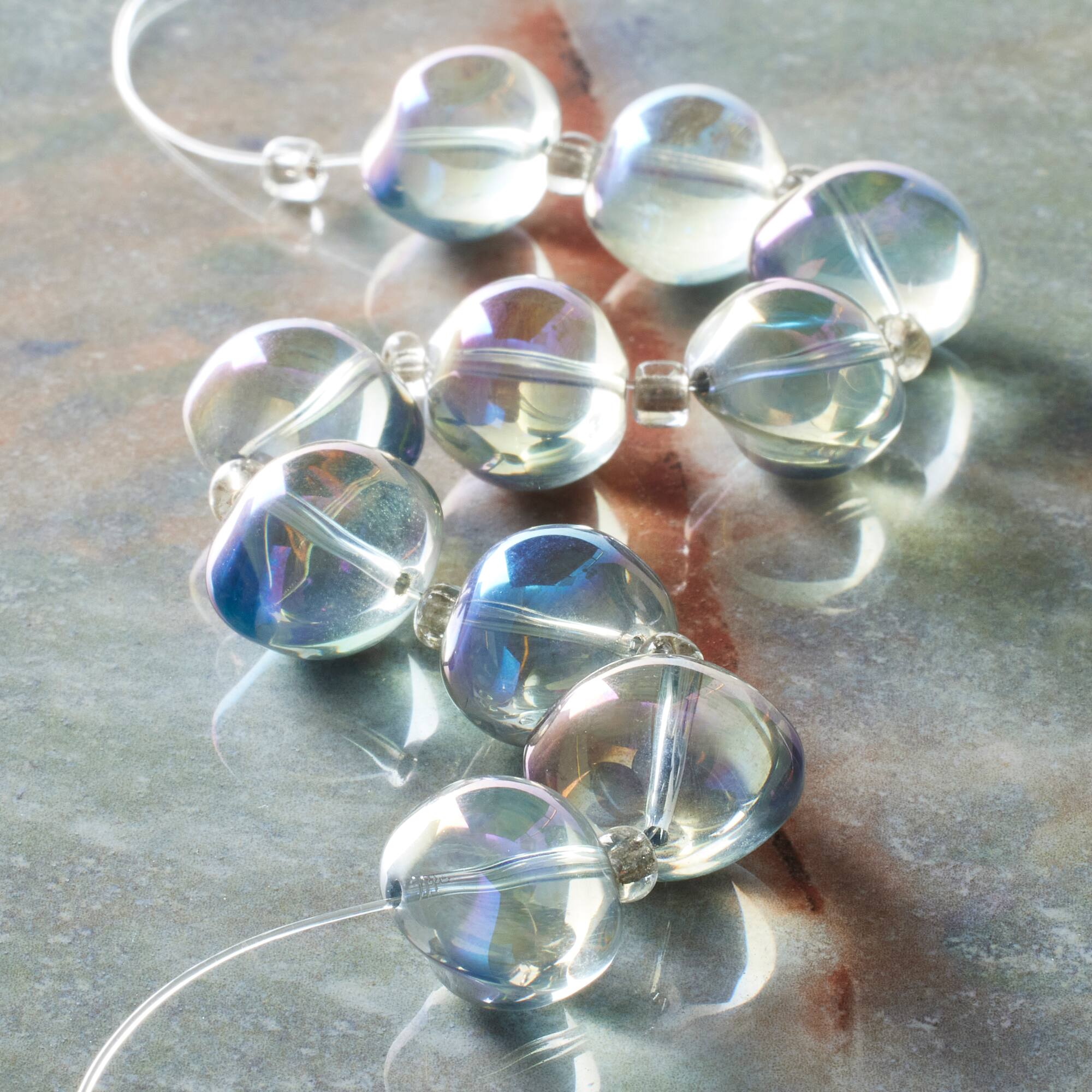 Aqua Luster Glass Medium Oval Beads, 15mm by Bead Landing™